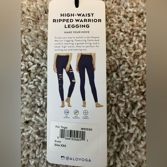 ALO Yoga Ripped Warrior Legging Black size XXS - Picture 5 of 9